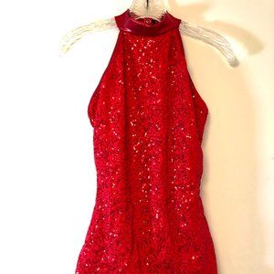 Red sequined leotard